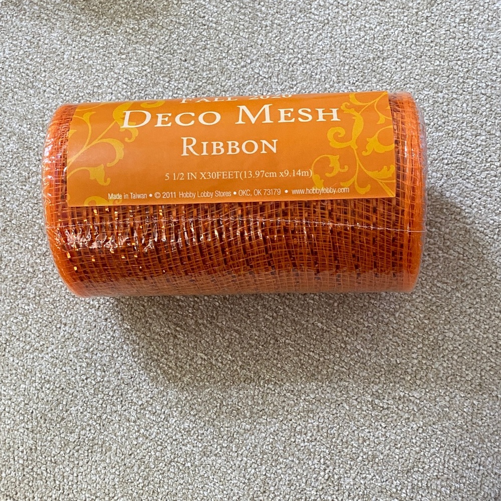 Source Unknown Orange Deco Mesh Ribbon